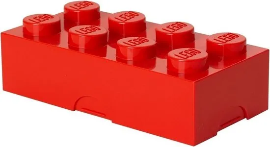 Lego Lunchbox 8-nops - Rood - 10 cm x 20 cm - 7,5 cm