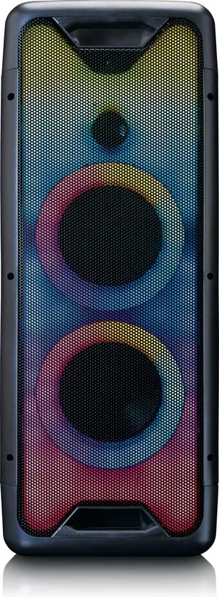 Lenco PA-200 - Bluetooth Party Speaker met LED animatie – TWS-functionaliteit – Microfoon ingang - Zwart