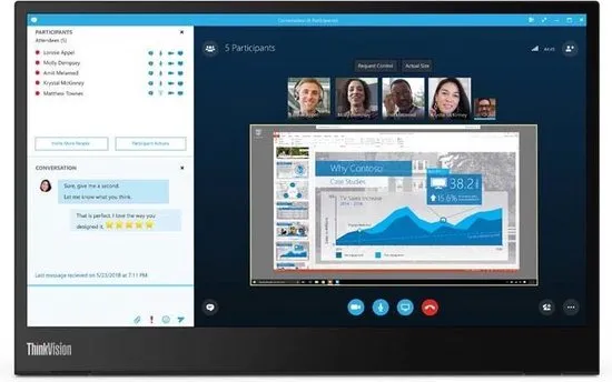 Lenovo ThinkVision M14 35,6 cm (14'') 1920 x 1080 Pixels Full HD LED Zwart