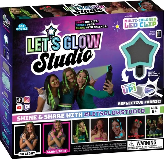 Let's Glow Studio - Complete Set - DIY Influencer Video Creator Kit - Voor Tiktok, Instagram en YouTube Video creatie - 16 Kleuren LED Licht