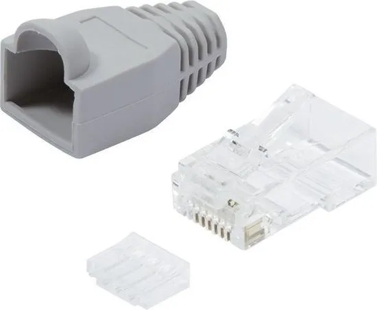 LogiLink RJ45 krimp connectoren voor U/UTP CAT6 netwerkkabel (flexibel) - 100 stuks / grijs