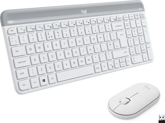 Logitech MK470 Slim Combo - Draadloos toetsenbord en muis - Wit - QWERTY