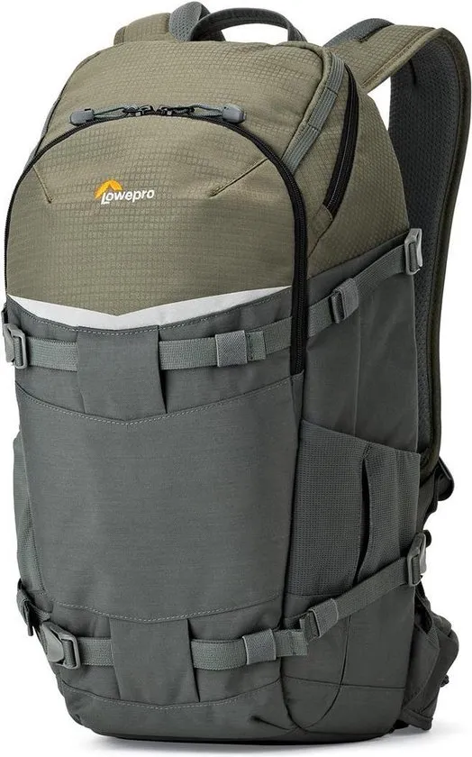 Lowepro Flipside Trek BP 350 AW - Fotorugzak - Cameravak openen via de achterkant - Grijs/Donker groen