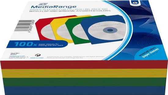 MediaRange BOX67 CD-doosje Opbergmap/sleeve 1 schijven Blauw, Groen, Rood, Geel