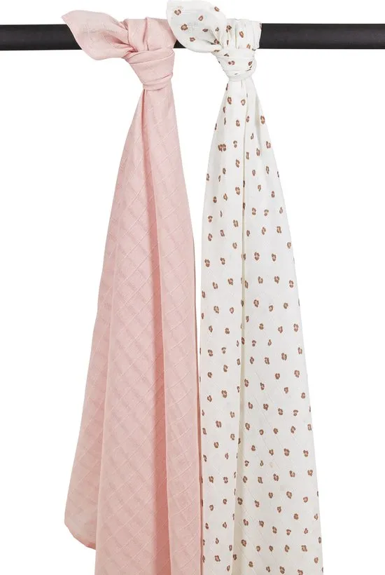 Meyco Mini Panther swaddle - 2-pack - soft pink - 120x120cm