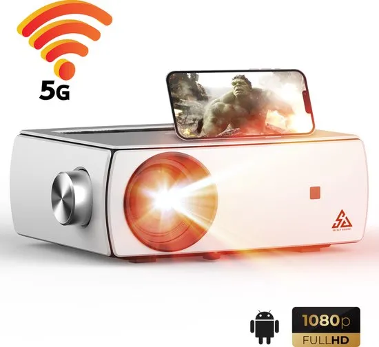 Mini Beamer – Smart Projector – Andoid 5G Wifi - 1920x1080P Full HD – 5000 Lumen