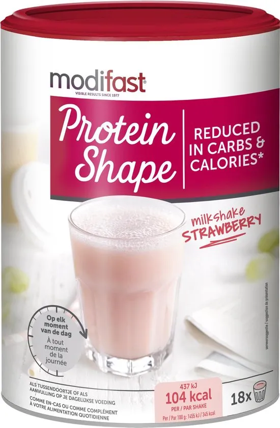 Modifast Protein Shape Milkshake Maaltijdvervanger - Aardbei - 540 gr
