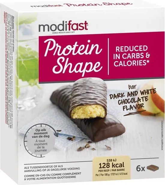 Modifast Protein Shape Reep - Pure en Witte Chocolade - 6 stuks