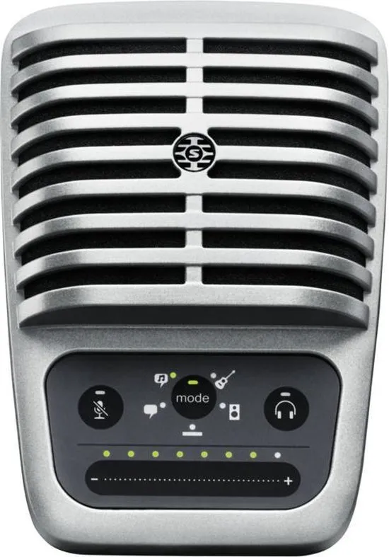 MV51-DIG Cardioid Condenser Digital Microphone with five onboard DSP settings & compatibility with the ShurePlus Motiv App including USB-A, USB-C & Lightning Cables
