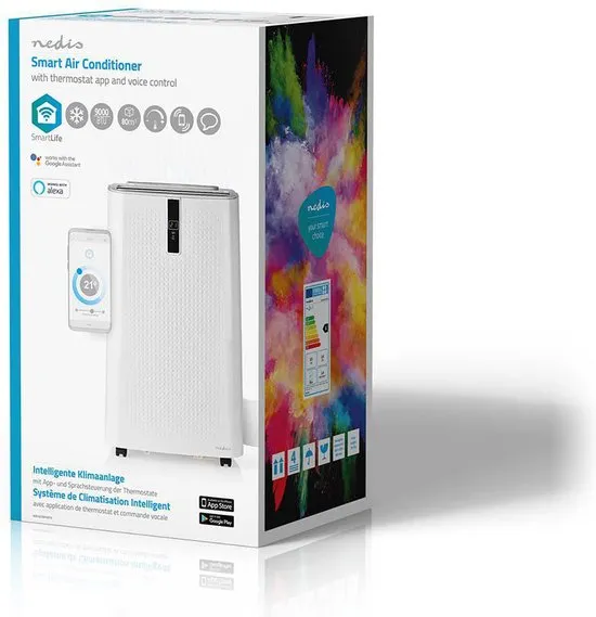 Nedis SmartLife Airconditioner | Wi-Fi | 9000 BTU | 80 m³ | Ontvochtiging | Android™ / IOS | Energieklasse: A | 3 Snelheden | 65 dB | Wit