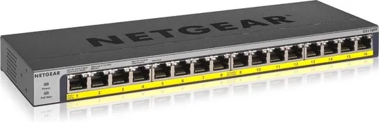 Netgear GS116PP Unmanaged Gigabit Ethernet (10/100/1000) Zwart Power over Ethernet (PoE)
