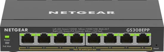 NETGEAR GS308EPP - Netwerkswitch - Gigabit Smart Managed Plus - 8 poorten