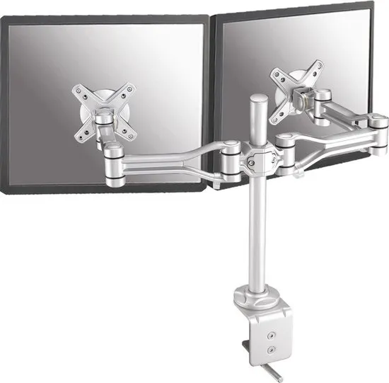 NewStar FPMA-D1030D - draai- en kantelbare monitorarm - Geschikt voor 2 schermen t/m 30 inch - Zilver