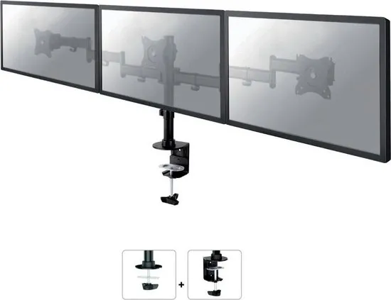 NewStar NM-D135D3BLACK - draai- en kantelbare monitorarm - Geschikt voor 3 monitoren t/m 27 inch - Zwart