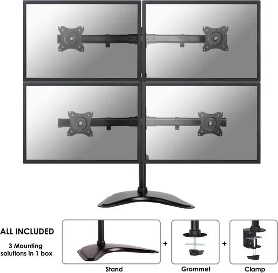 Newstar NM-D335D4BLACK - Monitorstand - Voor 4 monitoren t/m 27" - Zwart