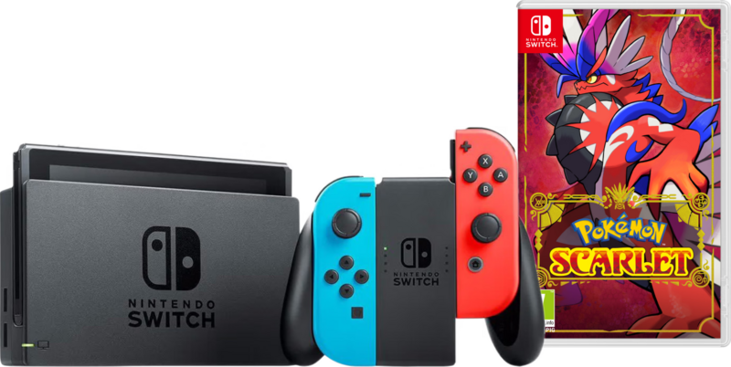 Nintendo Switch Rood/Blauw + Pokémon Scarlet