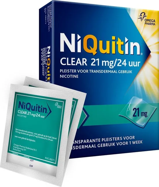 NiQuitin Clear Pleister Stap 1 - Nicotinepleisters - 21 mg - 14 stuks