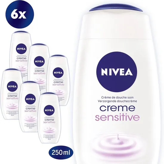 NIVEA Crème Sensitive -  Douchecrème  - 6 x 250ml - Voordeelverpakking