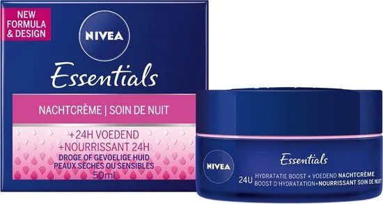 NIVEA Essentials Herstellend Droge of Gevoelige Huid - 50 ml - Nachtcrème