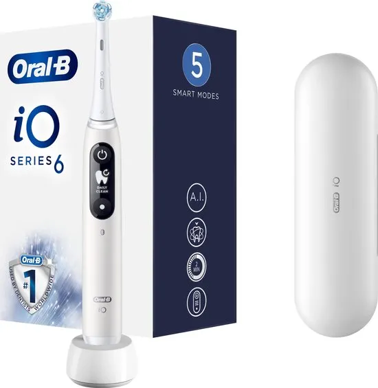 Oral-B iO 6 - Wit - Elektrische Tandenborstel Ontworpen Door Braun - 1 Handvat en 1 opzetborstel