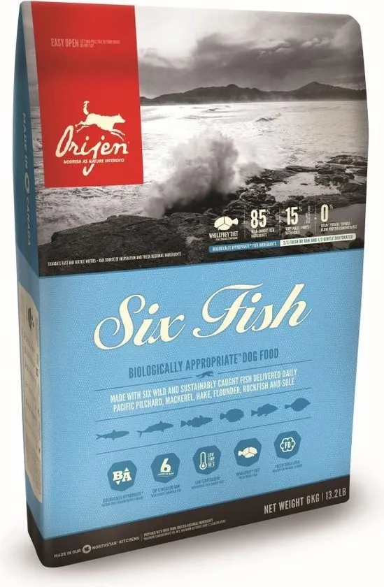 Orijen Whole Prey Six Fish Dog Sardines&Makreel - Hondenvoer - 11.4 kg
