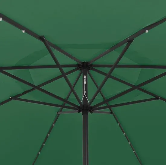 Parasol met LED-verlichting en metalen paal 400 cm groen