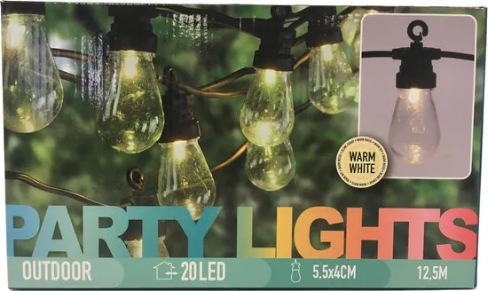 PartyLight LED feestverlichtig - 20 lampjes - 12,5 m lang - Wit licht