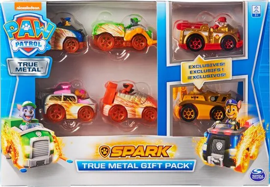 PAW Patrol Spark True Metal - Cadeauset - 6 Speelgoedvoertuigen - Schaal 1:55