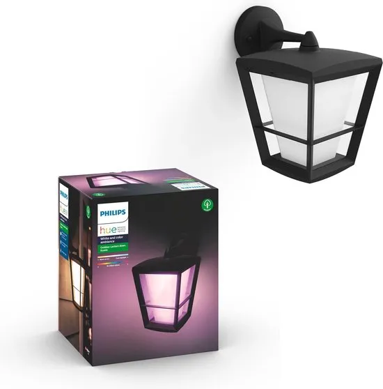 Philips Hue Down Econic Wandlamp - White and Color Ambiance - Zwart - Buiten
