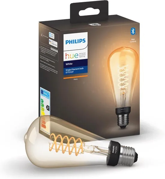Philips Hue Filament lamp Edison slimme verlichting - E27 - Warmwit licht - Bluetooth - Diameter 72mm