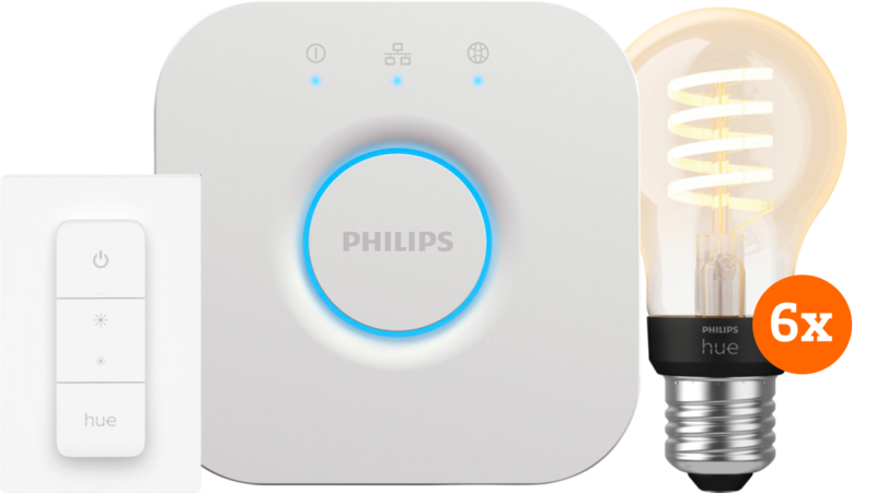 Philips Hue Filament White Ambiance Standaard 6-Pack Startpakket