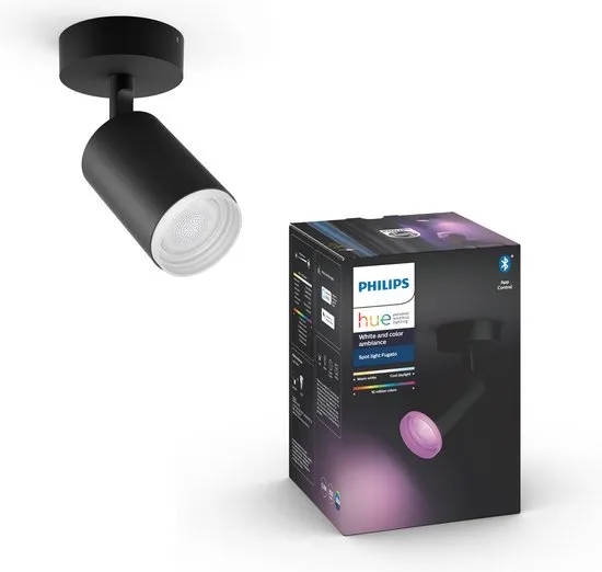 Philips Hue - Fugato - White and Color Ambiance - opbouwspot - 1 lichtpunt - zwart - Bluetooth