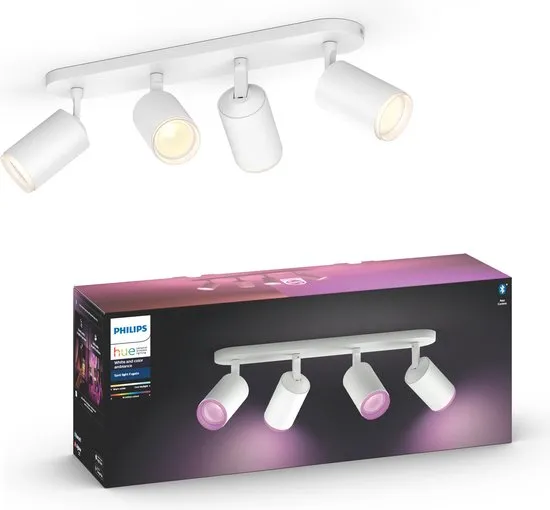 Philips Hue - Fugato - White and Color Ambiance - opbouwspot - 4 lichtpunten - wit - Bluetooth