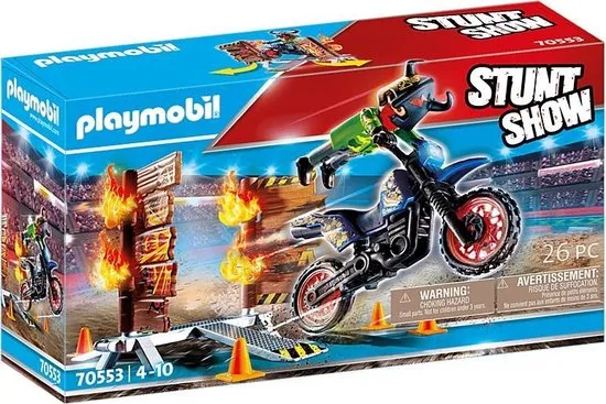 PLAYMOBIL Stuntshow Motor met vuurmuur - 70553