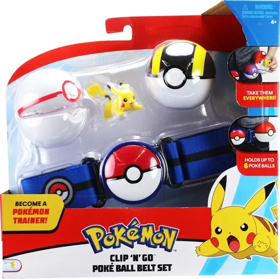 Pokémon Clip ‘N Go Poké Ball Gordelset - Premier Ball, Ultra Ball & Pikachu #3 5 cm
