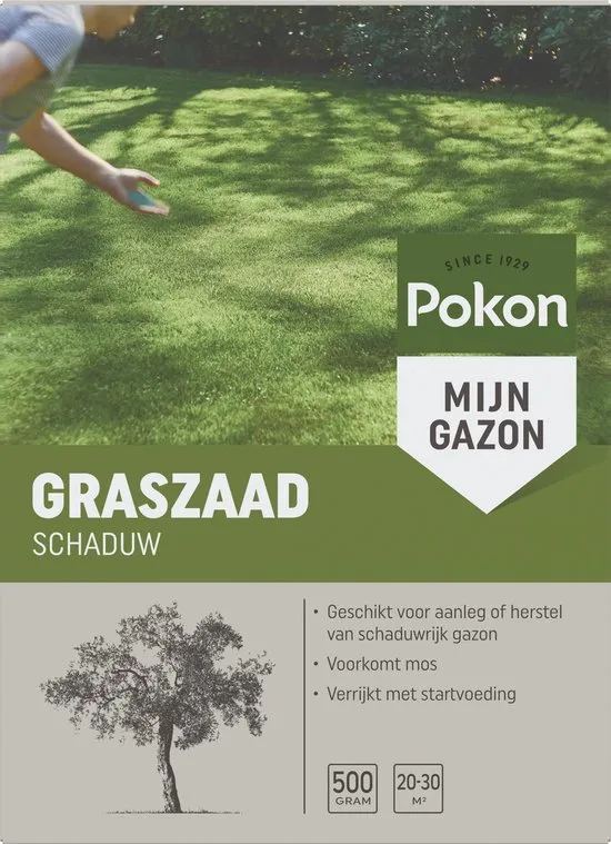Pokon Graszaad Schaduw - Voor aanleg & herstel van gazon in de schaduw - 500gr (voor 20-30m²)