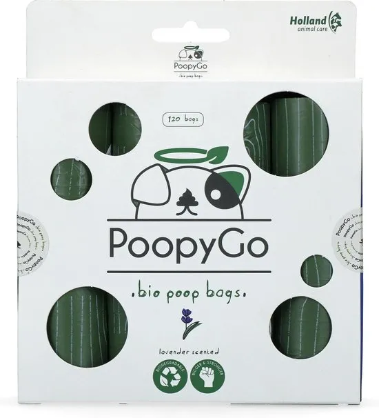 PoopyGo Eco Friendly Poepzakjes met Lavendelgeur 120 stuks - 8 x 15 zakjes