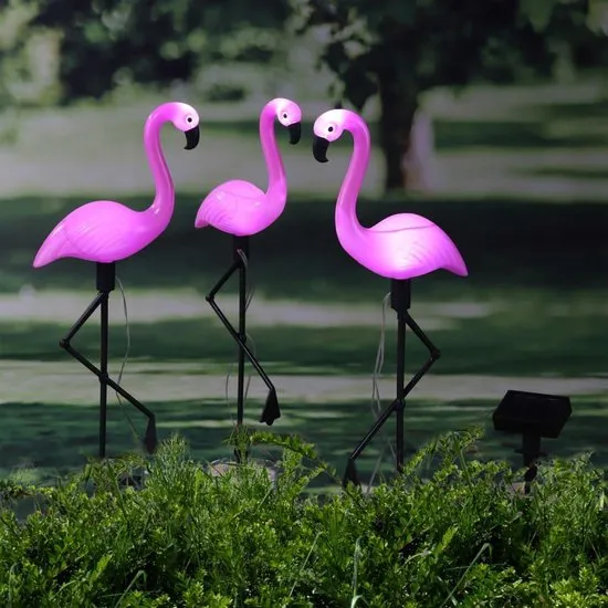 Premium Buitenlamp Flamingo Zonne Energie - 3 Stuks