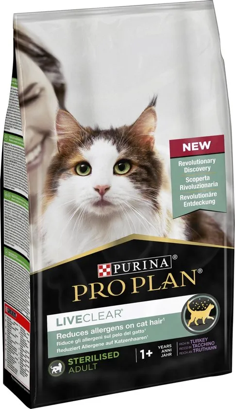 Pro Plan LiveClear Sterilised Adult Kalkoen - Kattenvoer - 6 x 1.4kg