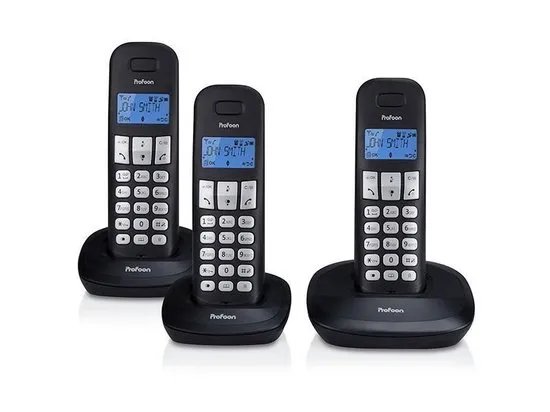 Profoon PDX-1130 Draadloze Dect Telefoon - 3 handposten - Lange standby tijd - Zwart