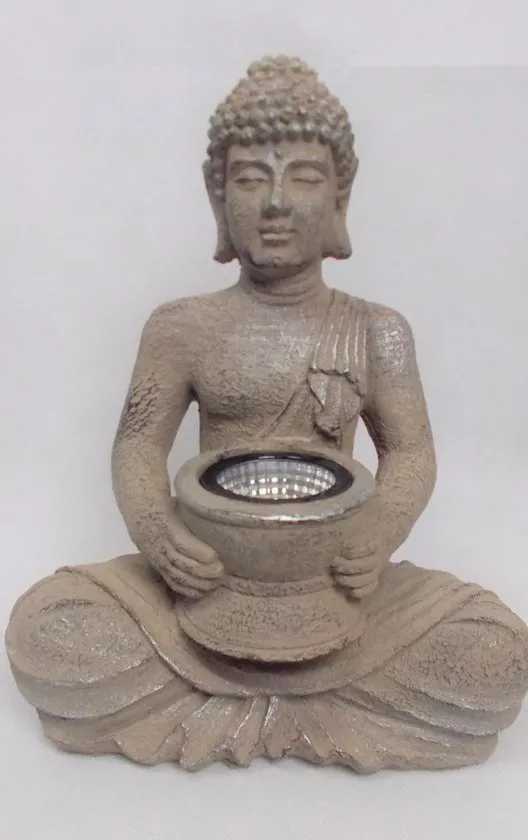 ProGarden Boeddha met solarlamp polystone