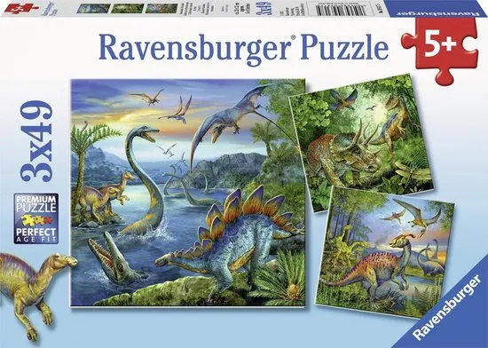 Ravensburger puzzel Dinosauriërs - Drie puzzels - 49 stukjes - kinderpuzzel