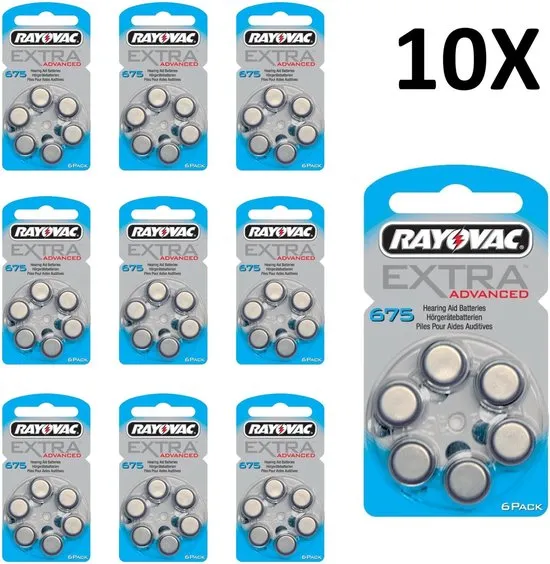Rayovac 675 Extra Advanced gehoorapparaat batterijen - 10 x 6 stuks