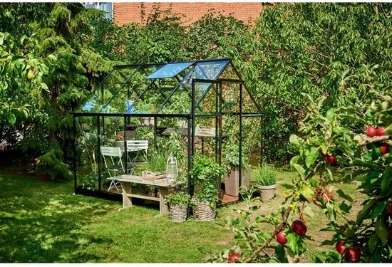 ROYAL WELL Qube 86, zwart gecoat, veiligheidsglas 3mm