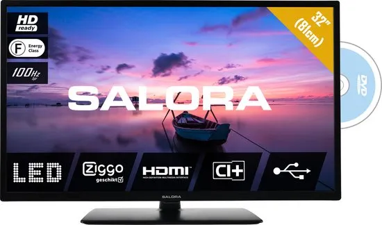 Salora 32HDB6505 - Televisie - LED - 32 Inch - HD - Ingebouwde DVD speler - HDMI - USB