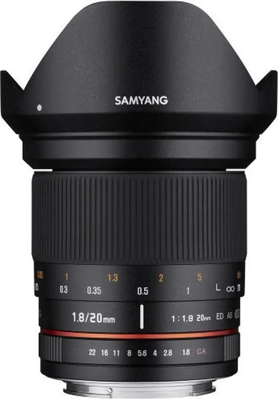 Samyang 20mm - F1.8 ED AS UMC - Geschikt voor Sony Systeemcamera's