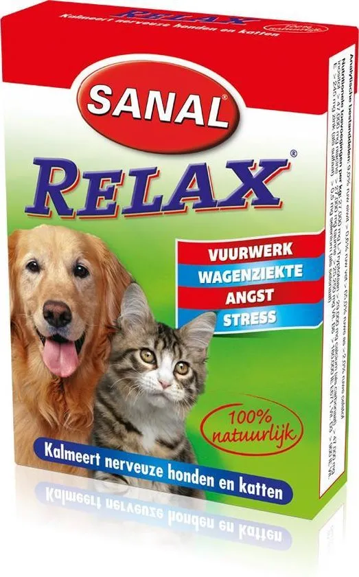 Sanal Relax Tablet - Antistressmiddel Kat/Hond - 15 stuks