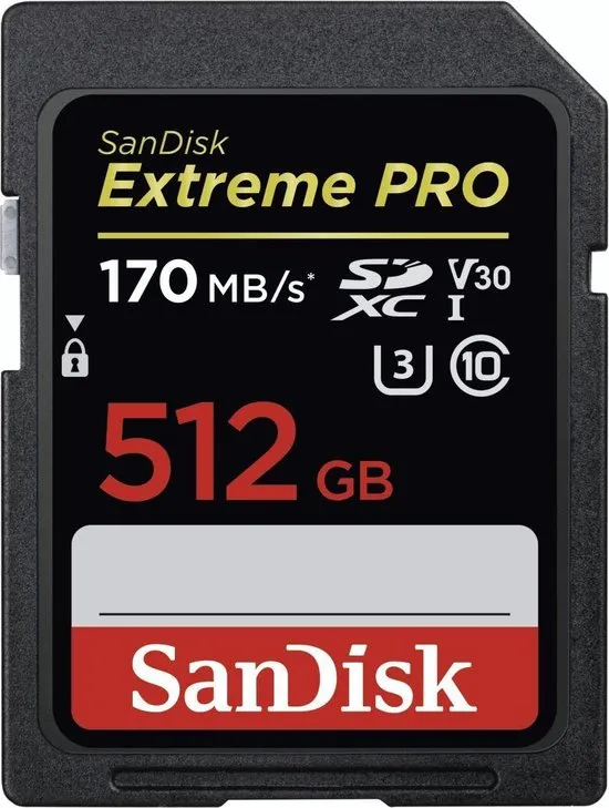 Sandisk Extreme PRO SDXC 512GB - V30 U3 UHS-I -170MB/s