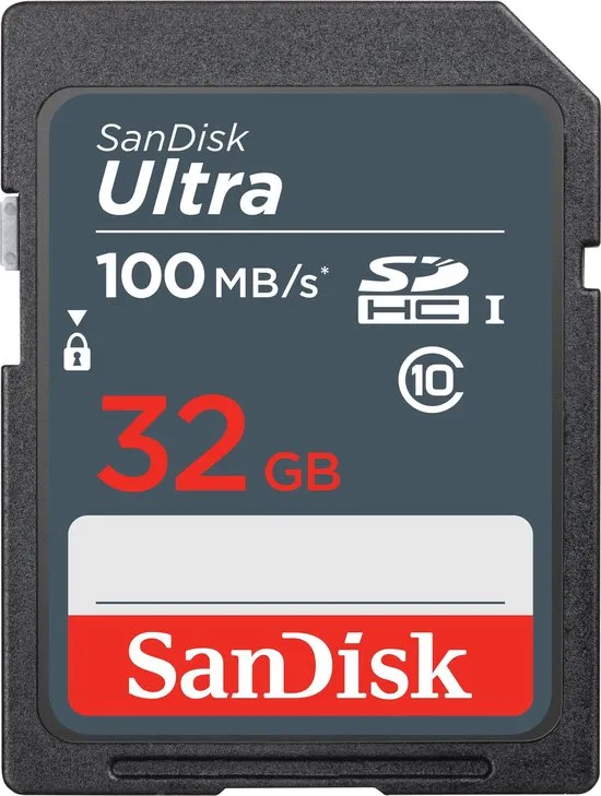 SanDisk Ultra 32GB SDHC Mem Card 100MB/s flashgeheugen UHS-I Klasse 10