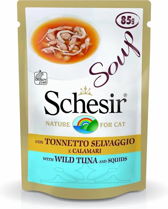 Schesir Katten Soep - Kattennatvoer - Kip/Varken - 85 g